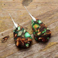 Aretes Colgantes de Jaspe Abstracto