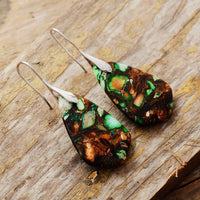 Aretes Colgantes de Jaspe Abstracto