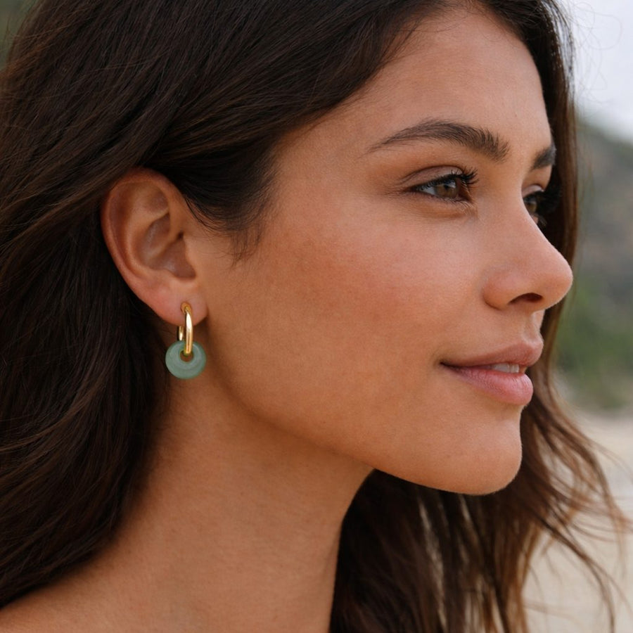 Aretes de Gancho de Pez con Mosquetón de Aventurina