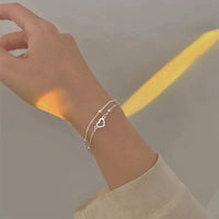 Pulsera Ajustable de Corazón en Plata