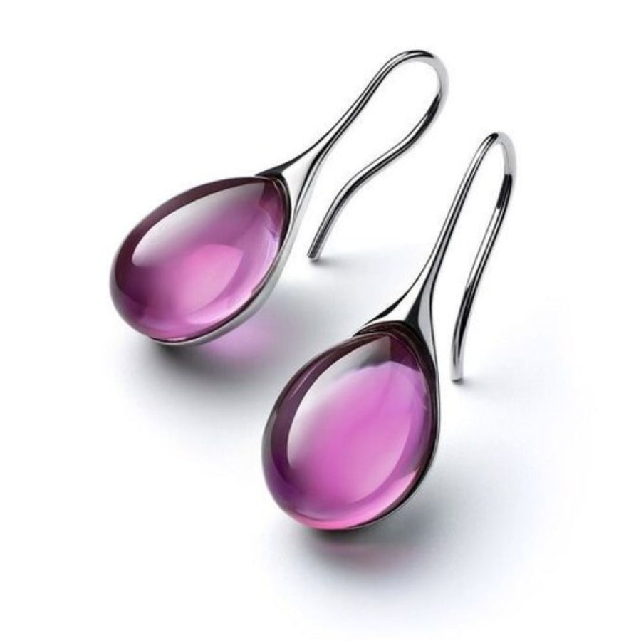 Aretes Colgantes de Cristal en Oro y Plata