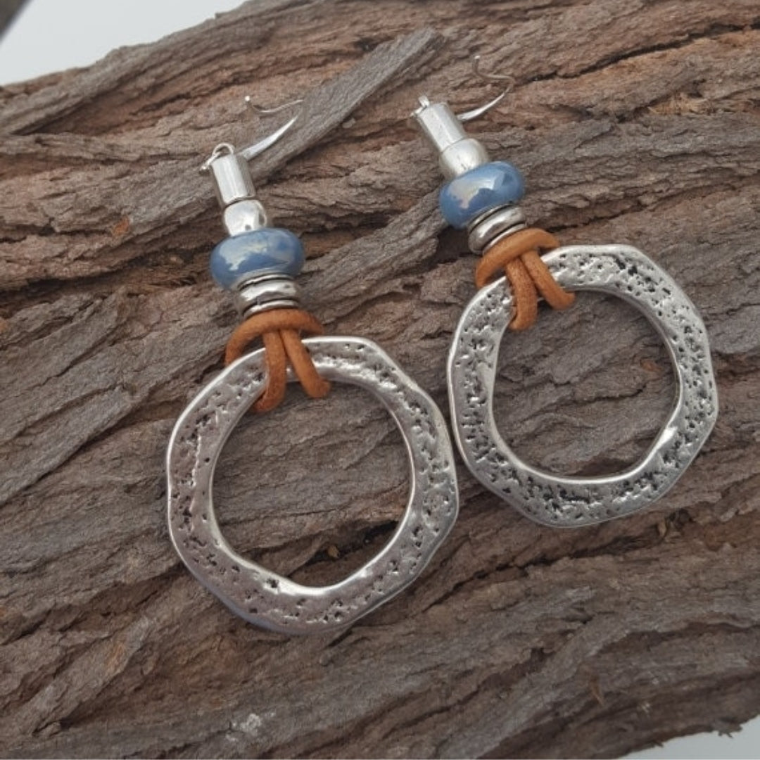 Aretes Vintage Boho de Círculo en Plata