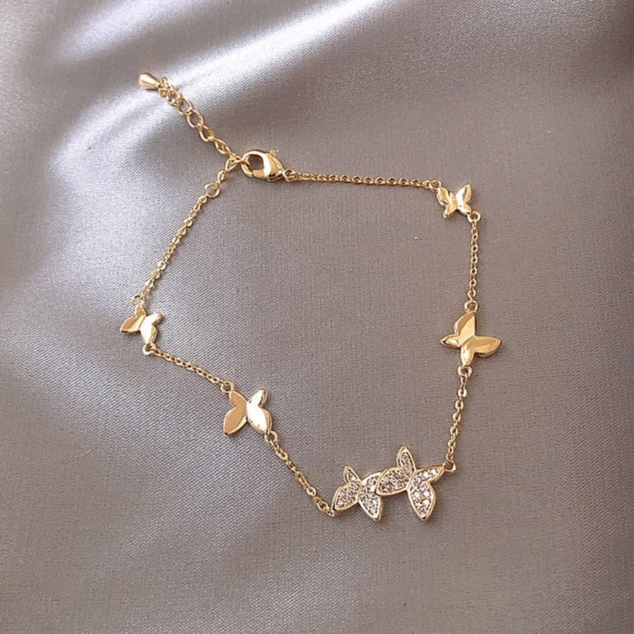Pulsera Ajustable de Mariposa con Zirconia en Oro