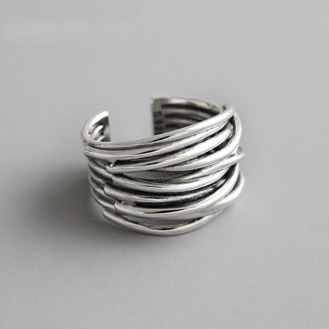 Anillo de Plata Ajustable en Capas