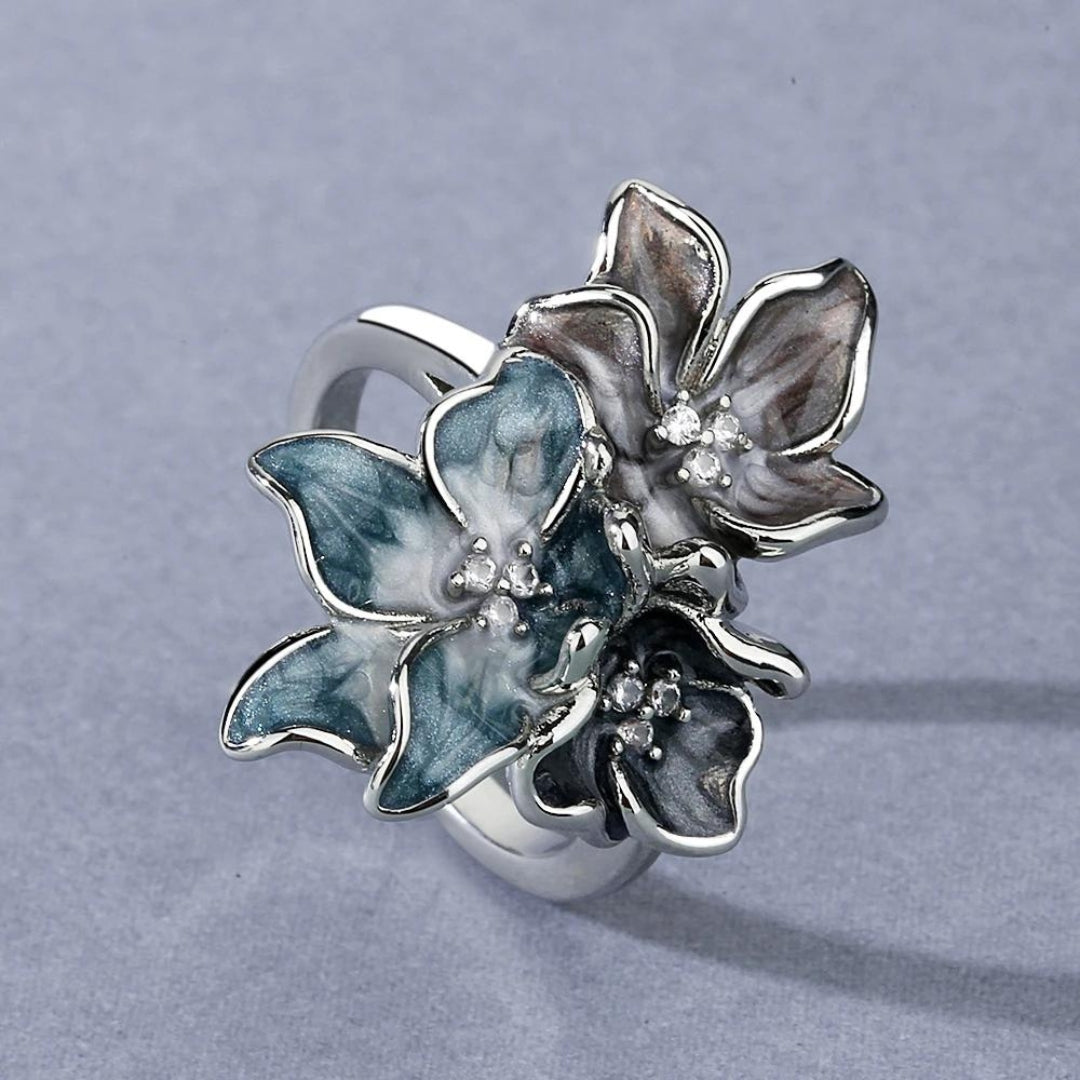 Anillo Exótico de Flor en Plata Esterlina 925