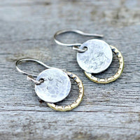 Aretes Vintage de Placa en Oro & Plata
