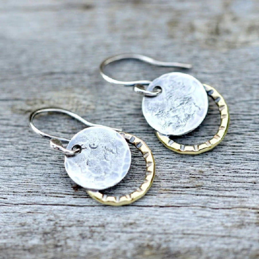 Aretes Vintage de Placa en Oro & Plata