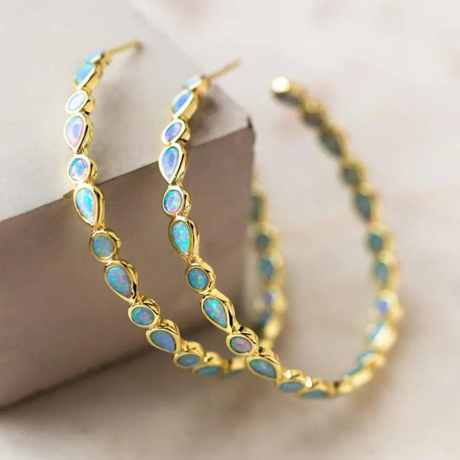 Aretes Vintage de Ópalo Azul en Oro