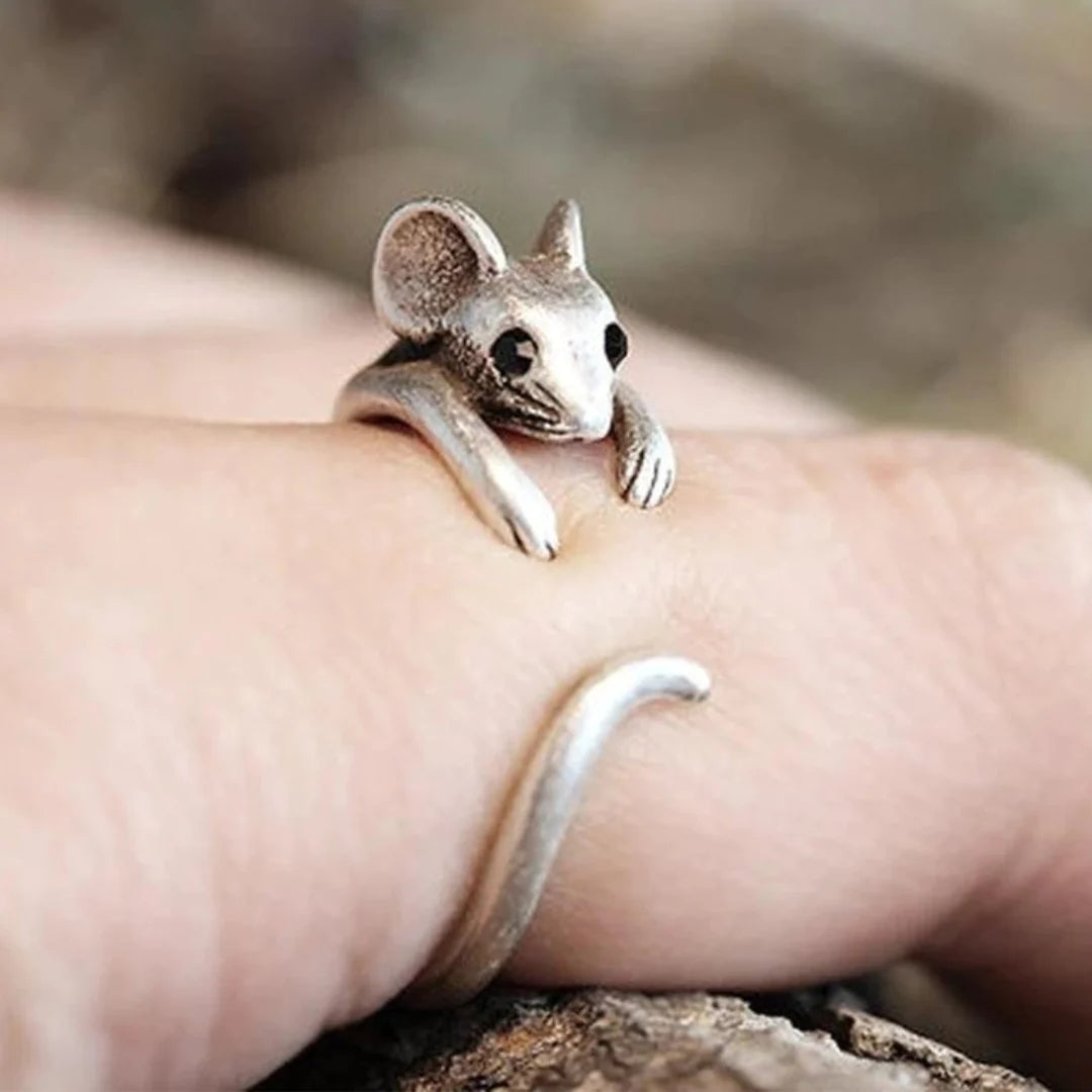 Anillo Vintage de Ratón en Plata