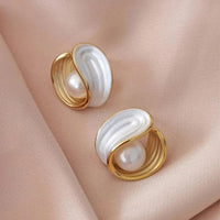 Aretes de Lujo con Ópalo Blanco y Perlas en Oro