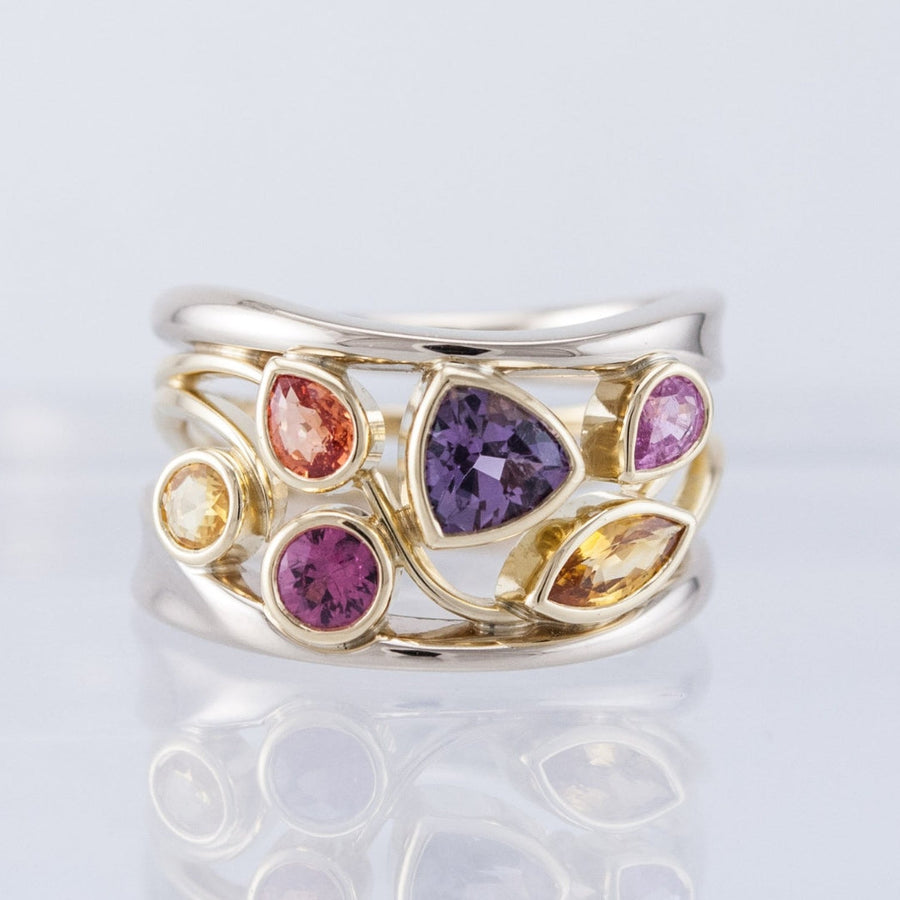 Anillo Vintage de Zirconia Colorida en Oro & Plata