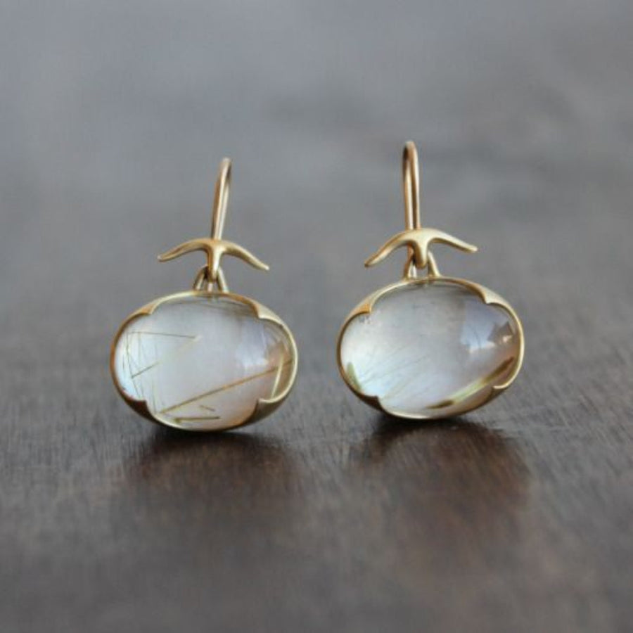 Aretes Dorados Vintage de Piedra de Luna