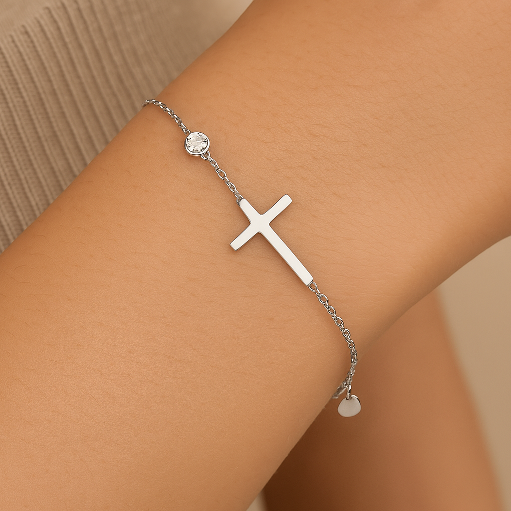 Pulsera de Corazón de Fe en Plata