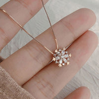 Collar de Cristal Copo de Nieve Destellante en Oro y Plata