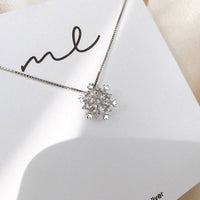 Collar de Cristal Copo de Nieve Destellante en Oro y Plata