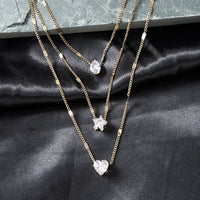 Collar de Tres Dijes con Zirconia en Oro