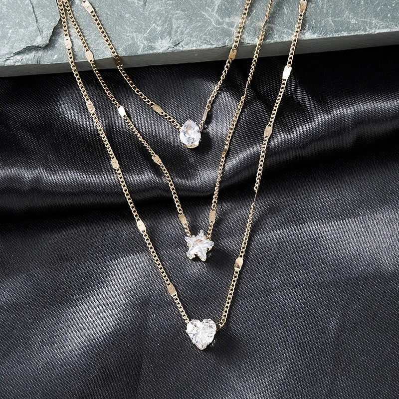 Collar de Tres Dijes con Zirconia en Oro