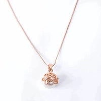 Set Collar + Aretes con Perlas en Oro Rosa