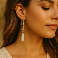 Aretes Colgantes Elegantes de Amazonita & Oro