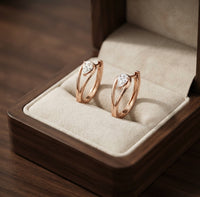 Aretes Colgantes Exquisitos de Zirconia Dorada
