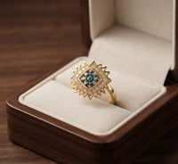 Anillo Giratorio Sol Radiante de Zafiro