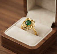 Anillo Giratorio Halo de Trébol de Esmeralda
