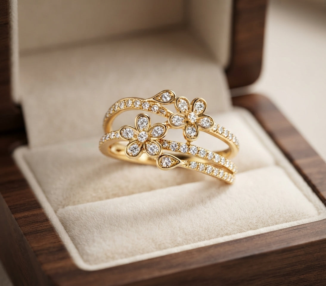 Anillo de Flor Chispeante Elegante