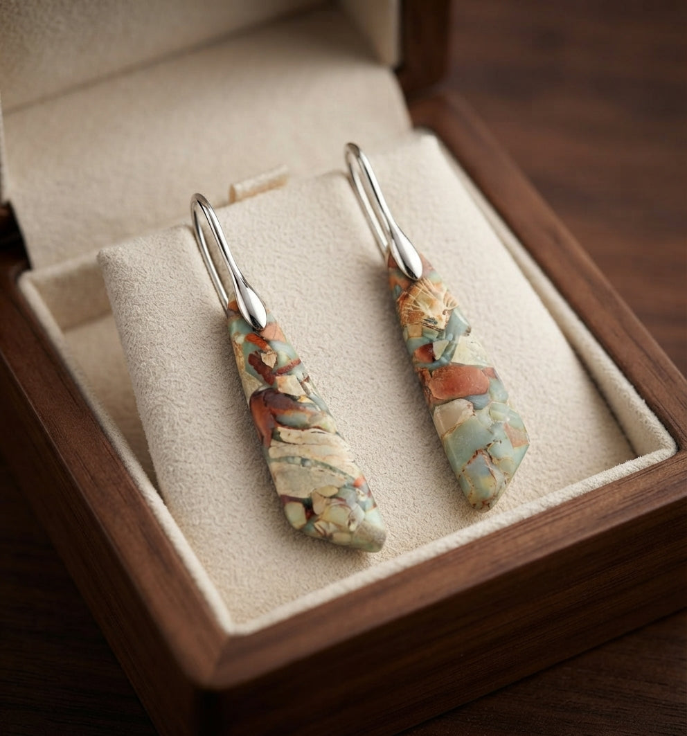 Aretes de Piedra Natural Estilo Antiguo