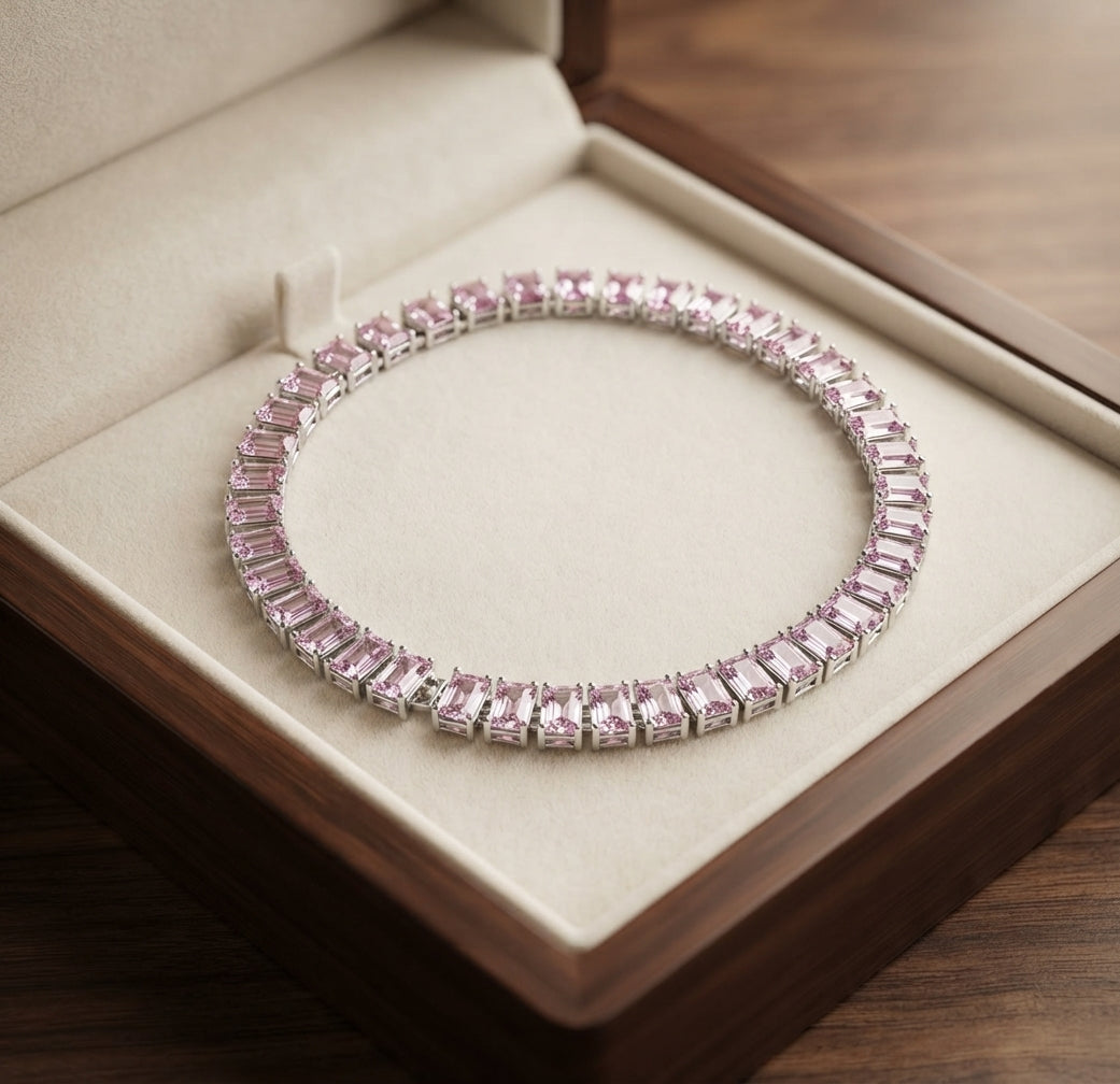 Pulsera de Tenis Prisma de Zafiro Rosa