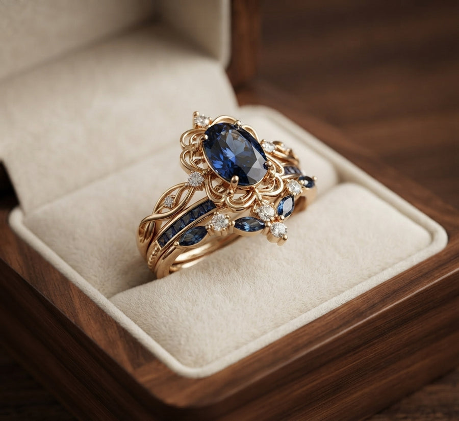 Set de Anillos Azelia de Corona de Zafiro