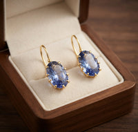 Aretes de Flor Azul y Oro