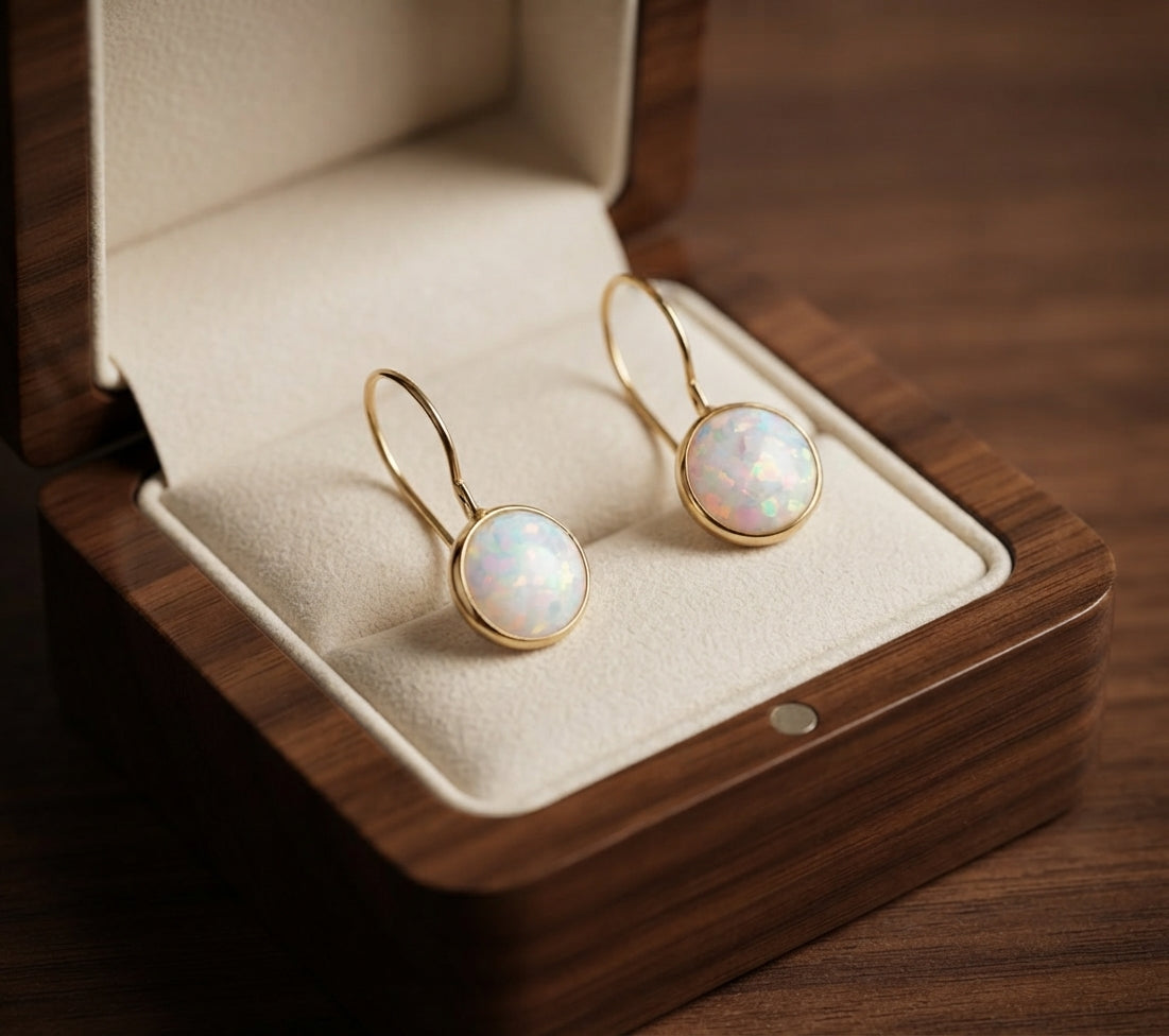 Aretes de Ópalo Resplandor Estilo Antiguo
