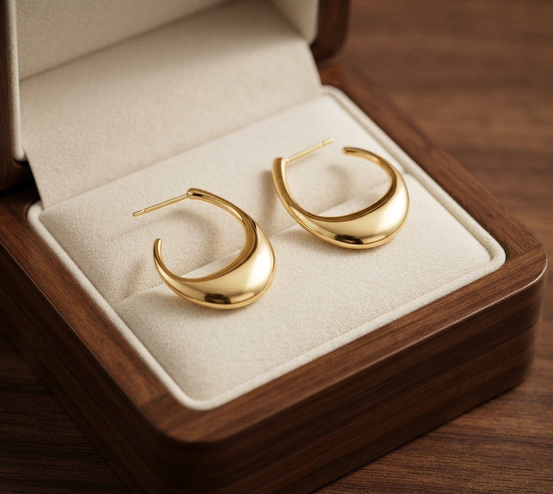 Aretes de Aro Media Luna Esculpidos