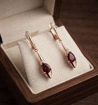 Aretes Exquisitos de Charm de Cristal Rojo