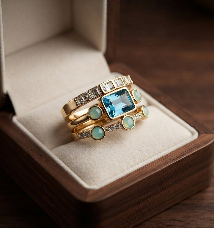 Set de Anillos Azul Celeste Atemporal