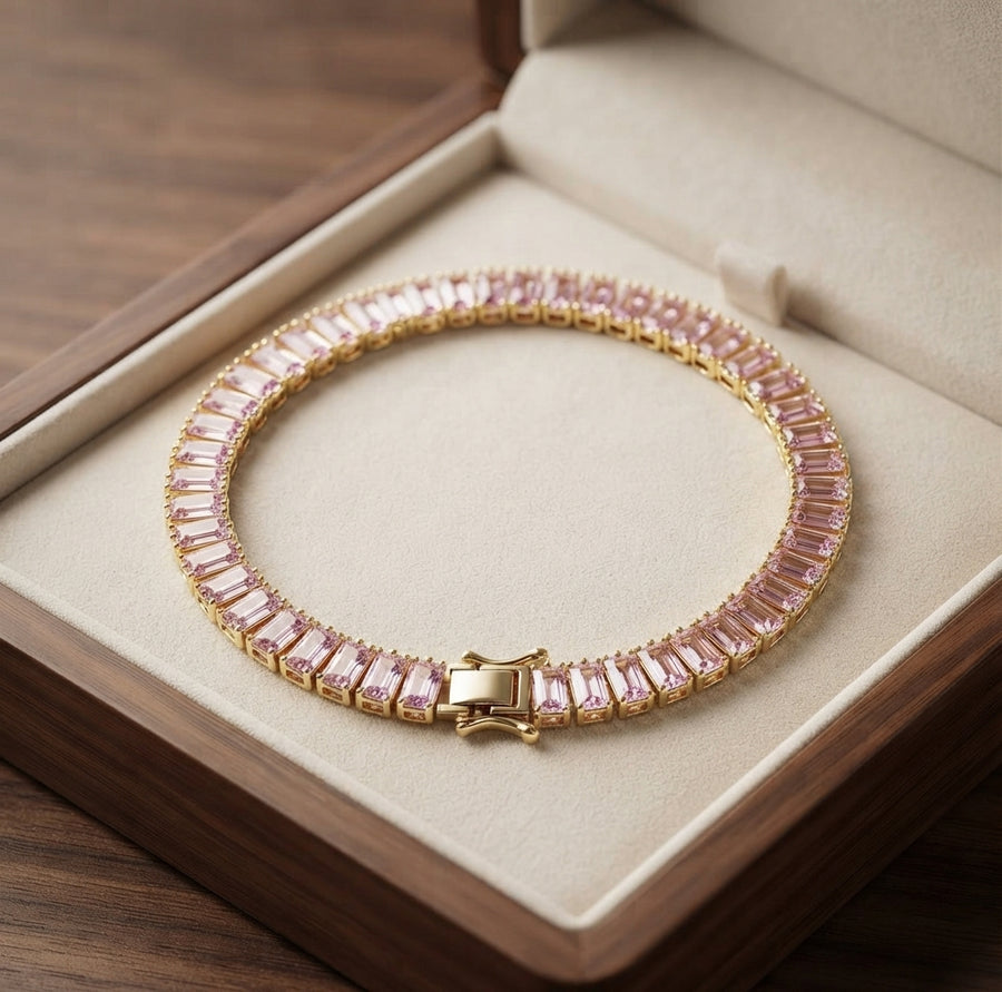 Pulsera de Tenis Kendall de Zafiro Rosa