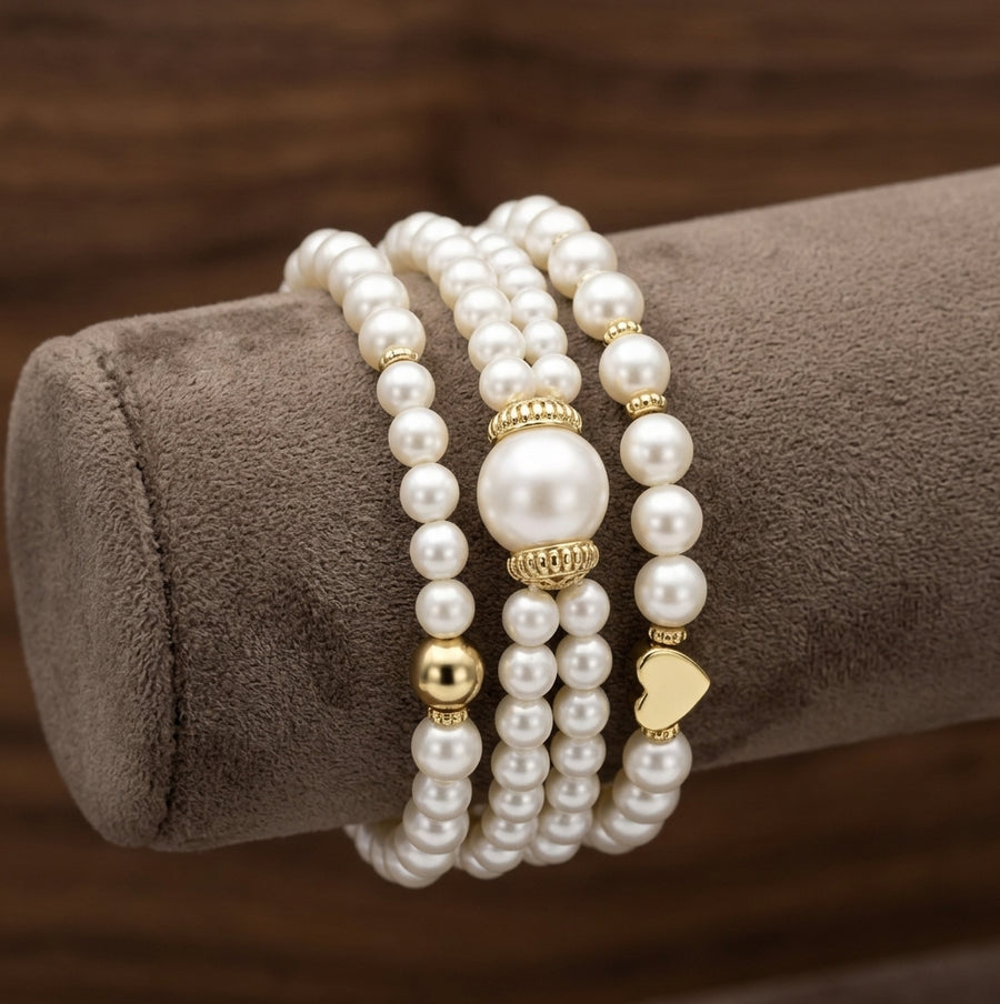 Set Exquisito de Pulseras de Perla