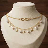 Tobillera Infinito con Perlas y Estrellas