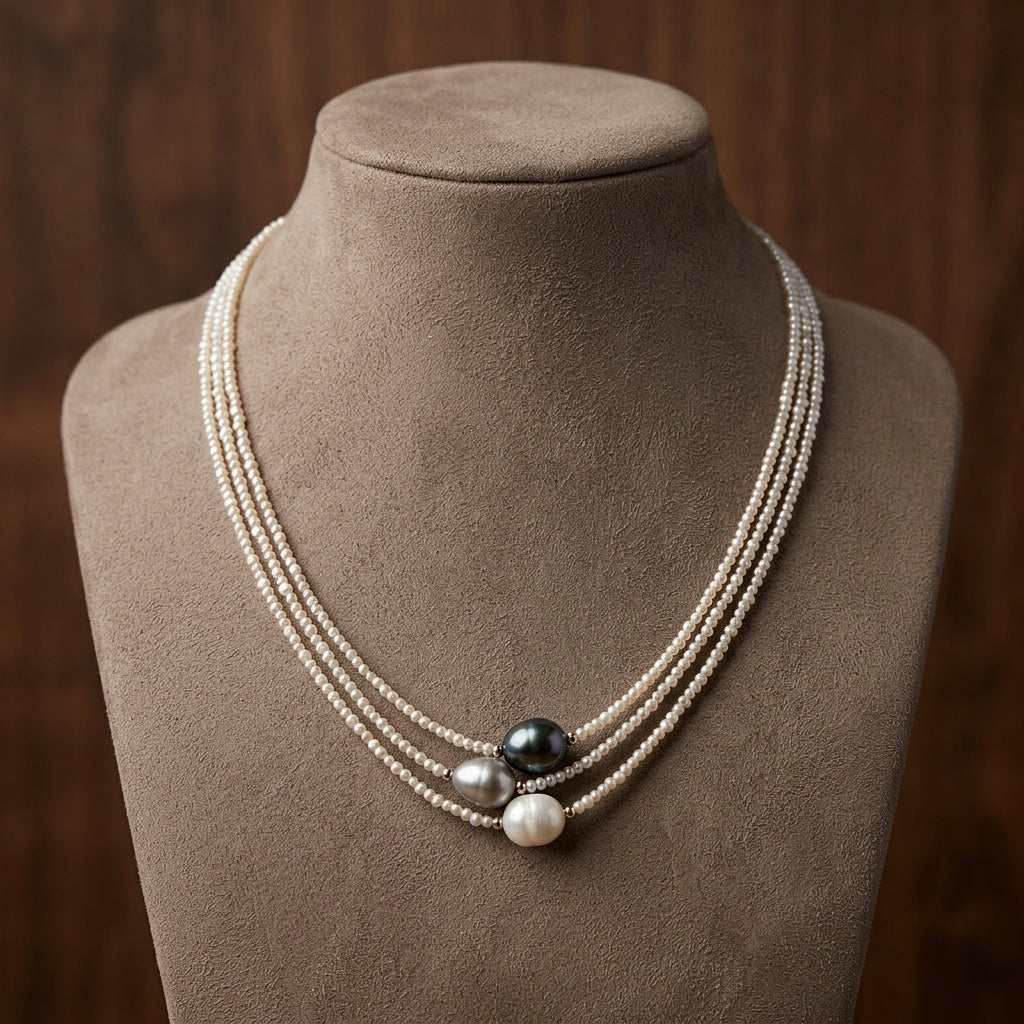Collar Vintage de Perla de Agua Dulce