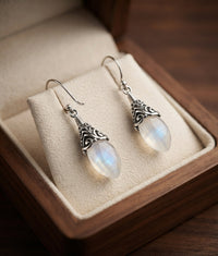 Aretes Colgantes de Piedra de Luna Estilo Antiguo