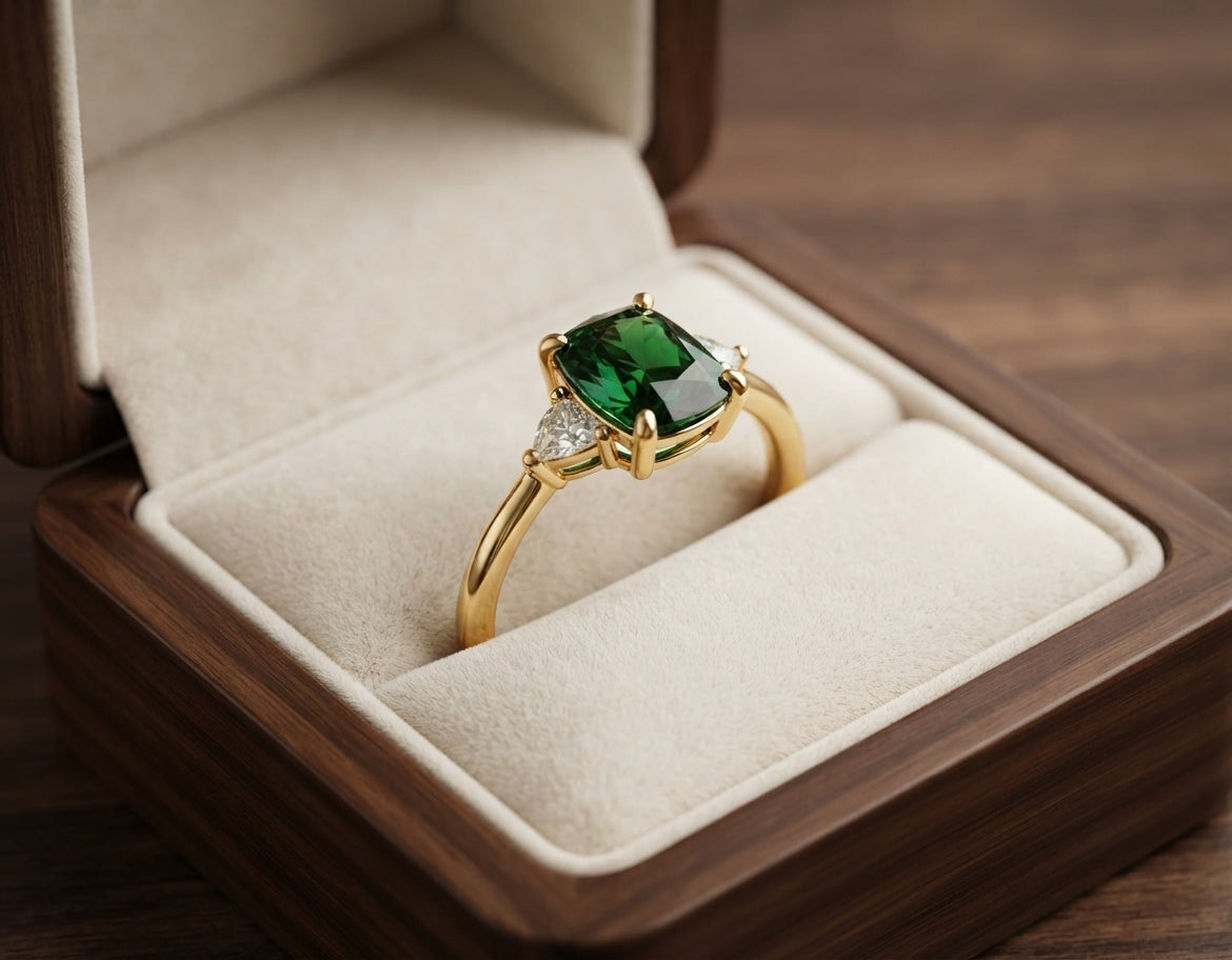 Anillo de Piedra Verde Vintage