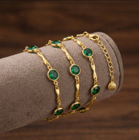 Pulsera de Cadena de Eslabones de Esmeralda