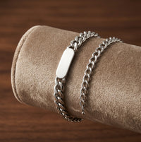 Pulsera de Cadena Cubana con Placa