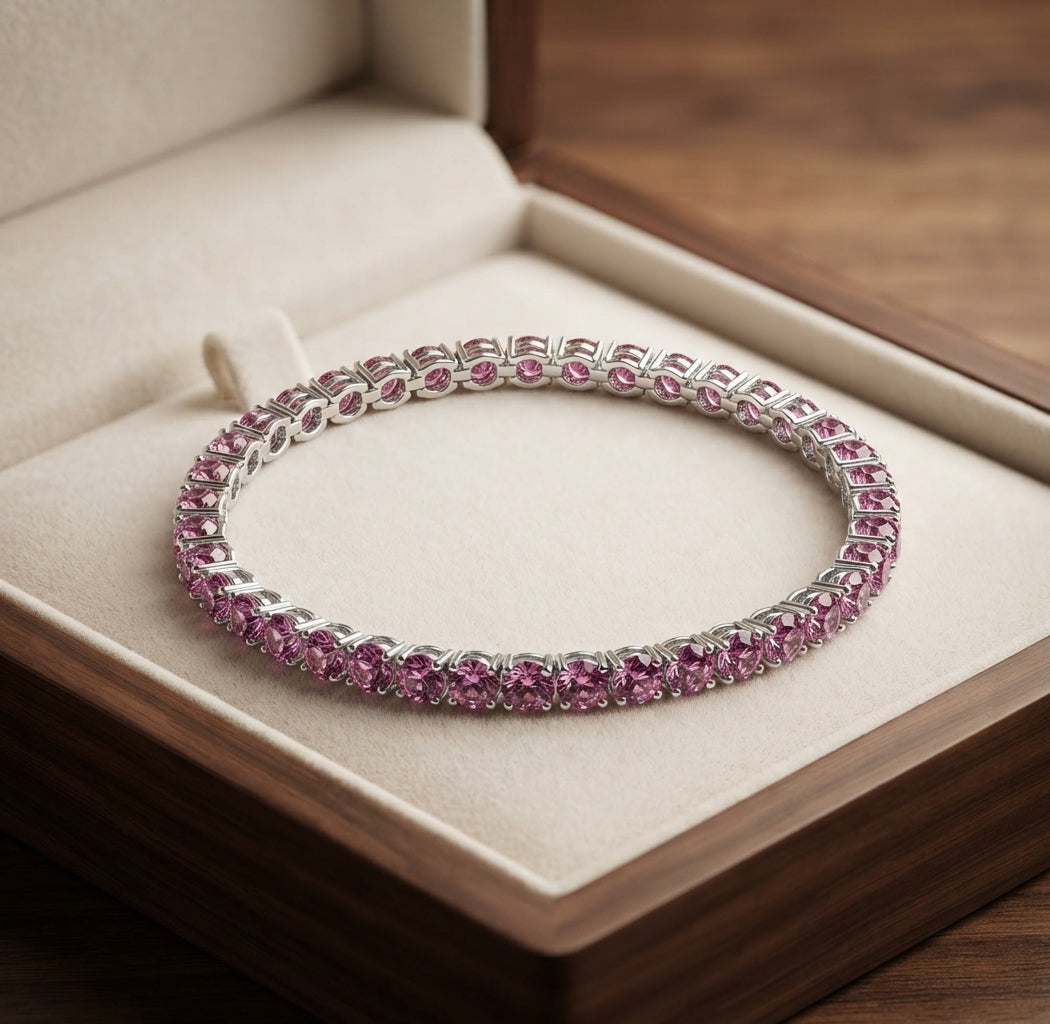 Pulsera de Tenis de Zafiro Rosa
