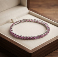 Pulsera de Tenis de Zafiro Rosa