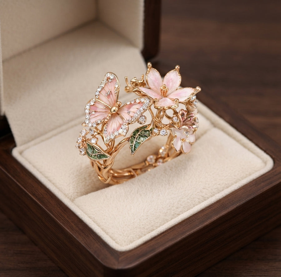 Anillo de Zirconia Mariposa Chispeante Natural