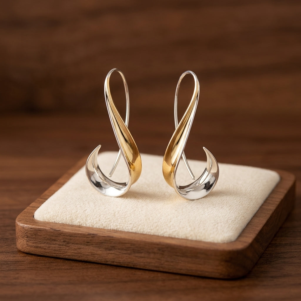 Aretes Colgantes Dorados Vintage
