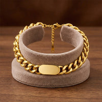 Pulsera de Cadena Cubana con Placa