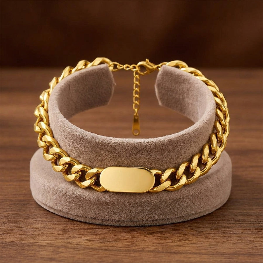 Pulsera de Cadena Cubana con Placa