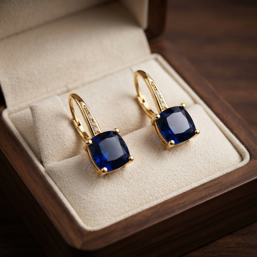Aretes de Aro de Piedra de Zafiro Místicos